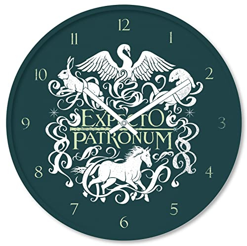 Pyramid International Harry Potter Wanduhr in Geschenkbox (Expecto Patronum-Design), 25 cm Durchmesser, offizielles Lizenzprodukt