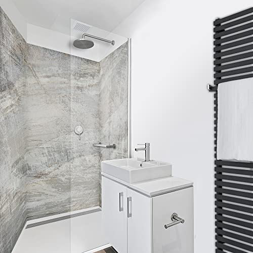 WANDFREUDE individuelle Duschrückwand Aluverbundplatte auf Maß (3 Stück - Grauer Zement - Premium Matt Lack) – Dusche Wandverkleidung Duschwandverkleidung Duschrückwände