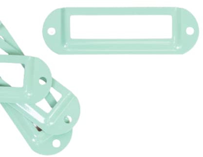 Craftelier - Set mit 4 Etikettenhaltern aus Metall zum Dekorieren Ihrer Scrapbooking-Projekte und zum Beschriften von Alben, Planern, Notizbüchern oder Organisationsboxen | Größe ca. 7 x 2 cm - Türkis