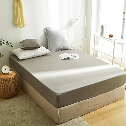 Sedefen Jersey Premium Spannbettlaken 160x200cm Boxspringbett Topper Mikrofaser Superweiches Leintuch Bettlaken Spannbetttuch Hellgrau Grau für Matratze bis 30 cm hohe