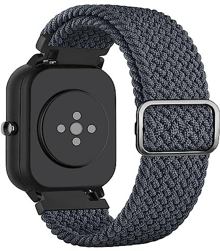 Mugust Correa para Amazfit Bip 3 Pro/Bip 3/Bip U Pro/Bip Lite/Bip S Lite,Correas Elástico Ajustable Nylon Pulseras Repuesto para Amazfit GTS/GTS 2 Mini/GTS 4 Mini/GTS 4/GTS 3/GTS 2e/GTS 2(Azulgris)