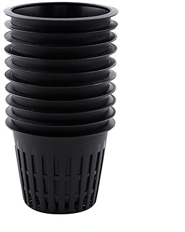 Gavigain 10pcs Pflanzkorb Heavy Duty Mesh Pot Net Cup Basket Hydroponische Pflanze wachsen Klon Gartenarbeit (schwarz)