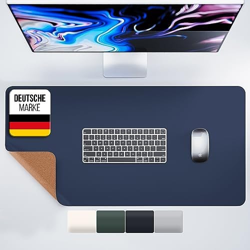 MYMIND® Schreibtischunterlage [Rutschfest] 80x40cm - Premium PU-Leder XXL Mauspad - Schreibunterlage für Homeoffice - Schreibtisch Unterlagenmatte wasserfest - Desk Mat - Schreibtisch Unterlage Büro