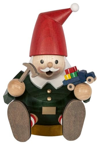 Rudolphs Schatzkiste Räuchermann Zwerg mit Auto sitzend bunt Höhe ca. 15cm NEU Rauchen Rauchfigur Rauchmann Räucherfigur Räucherkerze Smoker Kerze Figur Mann Holz Seiffen Erzgebirge Holz Schnee