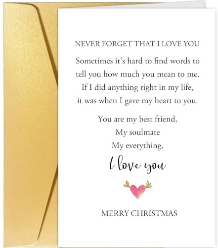 Spercy Sentimentale Weihnachtskarte für Sie und Ihn, Gedicht Liebe Weihnachtskarte, romantische Weihnachtskarte Geschenk für Ehemann Ehefrau, Vergessen Sie nie, dass ich dich liebe