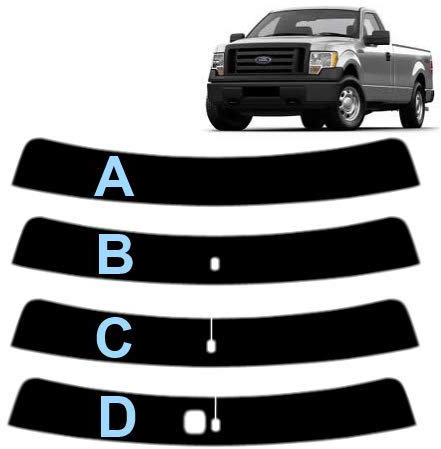 Sonnenblendstreifen für F-150 2-Türen 2009-2013 - Passgenaue Tönungsfolie (05% Tiefschwarz, B)