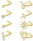 FECTAS 18g Gold Nose Stud Ring Edelstahl Nose Studs Diamond CZ Heart L Shape Nose Rings for Women Nostril Piercing Jewellery