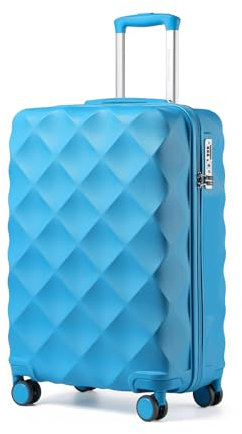 British traveller Hartschalenkoffer Handgepäck Koffer 53 * 35 * 21cm Reisekoffer Handgepäck Koffer Trolleys ABS+PC mit TSA-Schloss Rollkoffer Suitcase Hellblau