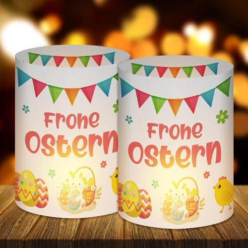 Uuams Ostern Deko - Windlicht Tischdeko, 12 Stück Osterdeko Tisch, Frohe Ostern, Ostern Kinder, Oster Deko, Ostern Basteln, Geeignet für Tischläufer, Servietten, Tischdecke