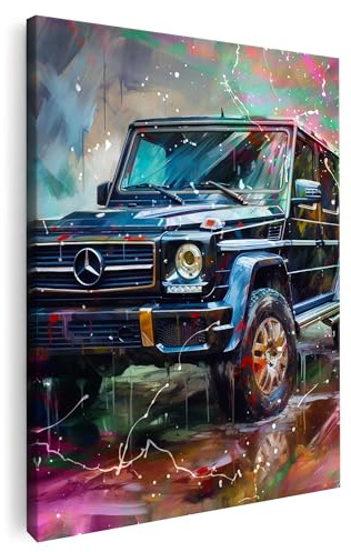 Artmazing | SUV Gemälde Bild bunt | S-Art Bilder | SUV Gemälde Bilder Modern | Coole Wandbilder Wohnzimmer | Wandbild SUV Gemälde Deko XXL | Bild Leinwand XXL | SUV Gemälde Bilder Wand