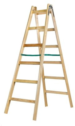 Systafex 2x6 Stufen 1,85m Leiter Doppelstufenleiter Malerleiter Elektrikerleiter Stehleiter Holzleiter