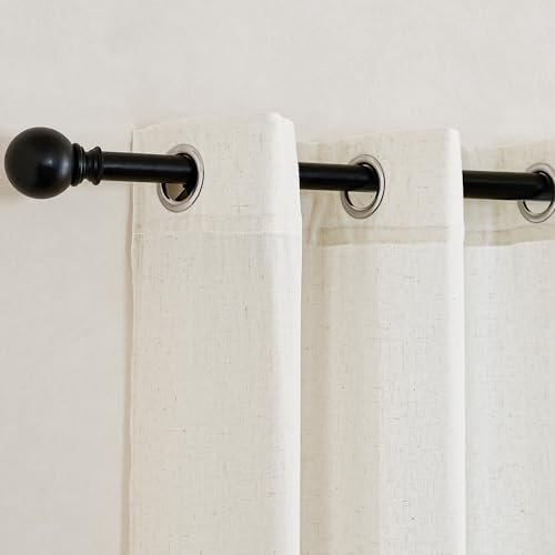 KGORGE Tende Lino Semitrasparenti Cucina Decorazione per Interni Moderne Tenda con Anelli per Finestre Piccole 2 Pezzi 140x145cm(LxA), Beige Chiaro