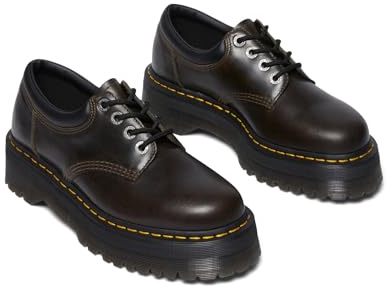 Dr. Martens Unisex-Adult 8053 Quad Leather Platform Shoes, Dark Khaki, 8 UK