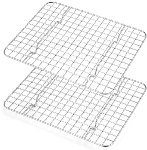 HaWare Abkühlgitter 2er Set, Edelstahl Kuchengitter Auskühlgitter, Rechteckig Backgitter für Backen/Kühlen/Braten/Grillen, 29,8x22,8x2cm, Spülmaschinenfest