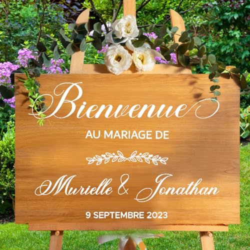 Panneau Mariage Personnalisé, Stickers Mariage, Bienvenue Artisanale (STYLE E, 50cm)