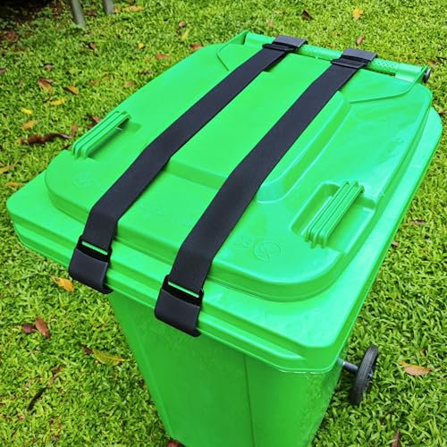 Metal Double Claw Trash Can Locks Strap For Animals,Universal Trash Can Lid Lock 2PCS,Adjustable Garbage Can Lid Locks Security Strap,Trash Can Bungee Cord Belt Rope For Outside Raccoon,Trash Bin Lock
