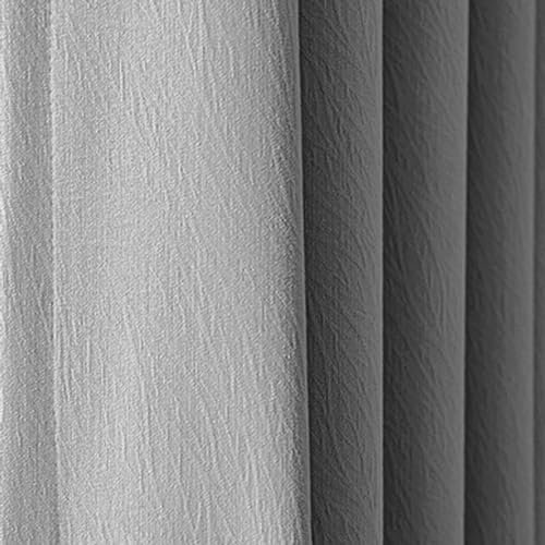 Ayoiow Verdunklungsvorhänge Outdoor, Thermovorhang Hitzeschutz Mit Ösen, Polyester Vorhänge Wohnzimmer 2Er Set, Grau, 96X214CM