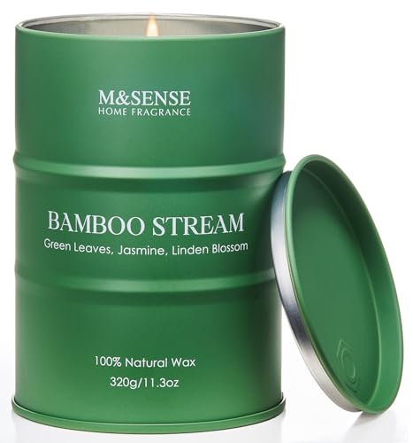 M&SENSE Bambus-Duftkerzen Natürliche ungiftig, Luxus-Aromatherapie Kerze für Stress Relief Meditation entspannend, Housewarming Geschenke für Frauen Männer, 320g 70 Stunden lang brennen