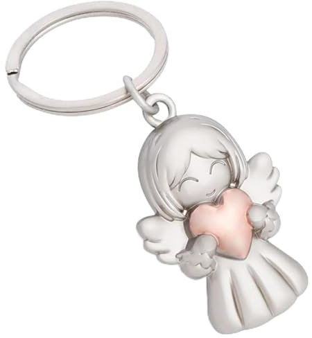 WHYCNJL 1 Pieza Llavero con Colgante de ángel de la Guarda, Colgante de la Suerte, ángel con Corazones Adecuado Como Regalo para Mujeres, Novias, Colegas