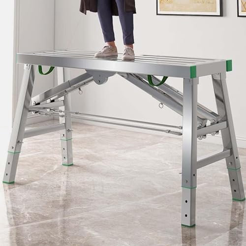 forestalk Tragbare Klapparbeitsplattform, verstellbare Arbeitsplattform, klappbare Stahlleiter, zusammenklappbare Stahlgerüste Leiter, maximale Belastung 362,9 kg