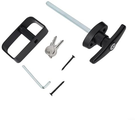 Oniissy 1 kit de serrure de porte d'abri de jardin avec poignée en T - Noir - Kit de quincaillerie pour porte d'abri de jardin, portail, porte de grange