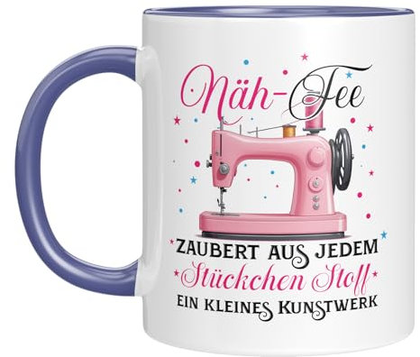 Tasse mit Spruch | Näh-Fee - Zaubert aus jedem Stückchen Stoff ein kleines Kunstwerk | Geschenkidee für Nähliebhaber | Kaffeebecher 330 ml