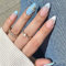 Ceboic 24 Pcs Blue French False Nails Medium Long Full Cover Fake Nails with Shells & Waves Designs Glossy Glue on Nails Artificial Acrylic Stick on Nail for Women Girls Manicure Decoration