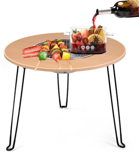 Petite table de barbecue portable à double usage et table basse pliante pour barbecue à charbon de bois pour extérieur