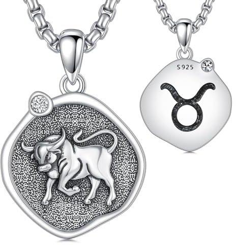 ROMANTICWORK Sternzeichen Kette 925 Sterling Silber Sternzeichen Anhänger Halskette Astrologie Horoskop Schmuck Geschenke für Damen Herren