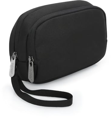 DOB SECHS Kabeltasche Tech Pouch, Organizer Reise Essentials Gadget Tasche | Wasserfester Kabel Bag, mehreren Reißverschluss-Lagen, für Powerbank, Ladegerät, Adapter, Kabel, HDD, Zubehör, Maus, Schwarz