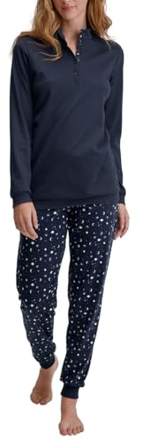 CALIDA Midnight Dreams Bündchen-Pyjama Damen | Schlafanzug mit Bündchen, weiche Interlock-Qualität und angenehm wärmender Komfort