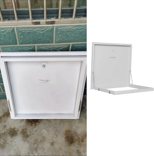 EXCLURA Dach Zugangsluke Weiße Dachfenster-Dachluke mit Sicherheitstür, Regendichte Dachluke mit Überfalle, Dachlüftungs-Zugangsluke für den Keller Einer Schule zu Hause(45x45cm-17.7x17.7)