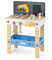 DREAMADE Werkbank Kinder, Werkzeugbank für Kinder aus Holz mit Zubehör, Werkzeug Spielzeug Set mit Tafel & Werkzeughalter, Werkbank für Kinder ab 3 Jahren (Grau+Natur)