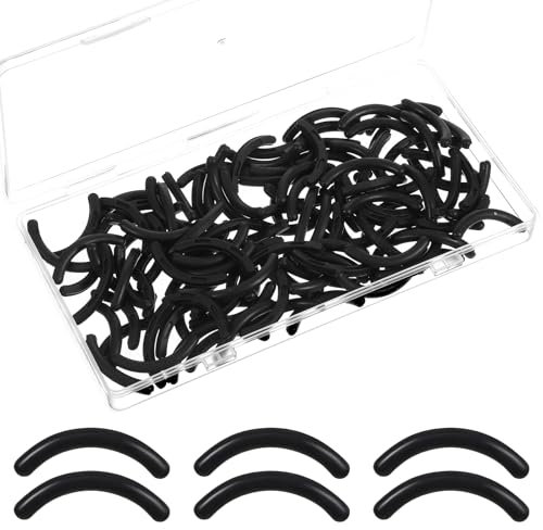 Oruola 120 Stück Wimpernzange Gummi,Eyelash Curler Refill Silicone,Wimpernzange Nachfüllpads mit Aufbewahrungsbox,Silikon Ersatzpads für Frauen Mädchen,Eyelash Curler Rubber