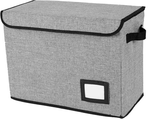 Foppla Dokumentenbox, Comicbuch-Aufbewahrungsbox, faltbar, waschbar, integrierte Comicbuch-Box, Comicbuch-Organizer mit Griff, geschlossener Deckel für Zuhause, Büro (grau)
