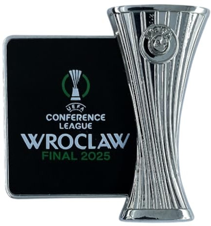 AMBALLCOM UEFA Conference League 2025 Pin distintivo ufficiale da collezione Wroclaw Final 2025 con trofeo UECL, articolo per tifosi di calcio, idea regalo, metallo, confezione blister, Small, Zamak