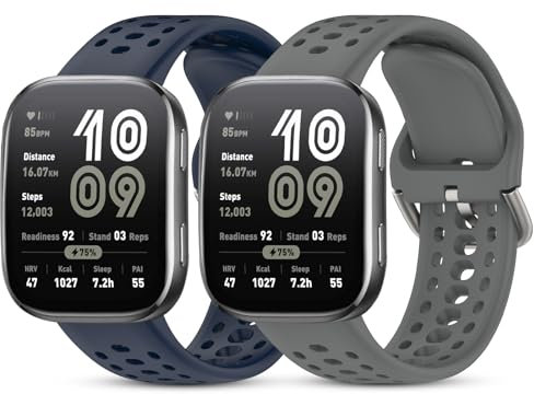 SenMore 2 Stücks 22mm Armband Kompatibel mit Amazfit Bip 6/Bip 5/Amazfit Cheetah/Amazfit Cheetah Pro/Amazfit Balance, Soft Silicone Sport Verstellbares Ersatzarmband für Amazfit Bip 6/5.(No host)