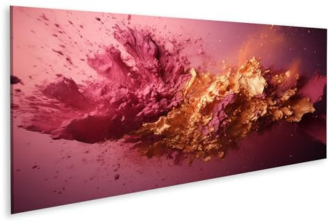 islandburner Imagen sobre lienzo Salpicaduras de pintura Rosa y oro Explosión Imágenes de pared Póster