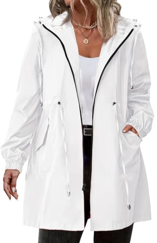 uxxnjfg 2025 Veste Imperméable Femme Capuche Randonnée - Veste Pluie Femme Sport Mi Saison Ciré Jacket Grande Taille Outdoor Automne Parka