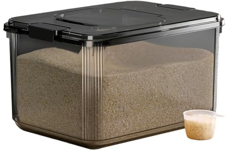 VUKHWX Futterbehälter Für Haustiere - Lebensmittelbox Luftdicht Hundefutter Aufbewahrungsbehälter Hundefutter Aufbewahrungsbox Großvolumige Vorratsbehälter Für Müsli Reis Küche (Schwarz, S-5kg)