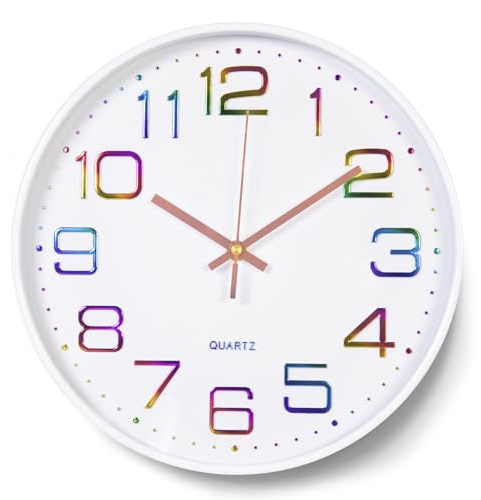 CIOXSOIO 30cm Reloj de Pared, Movimiento de Cuarzo Silencioso, Relojes de Pared Decorativo Redondo, Números Fáciles de Leer, Reloj Pared para Salon, Cocina, Dormitorio, Oficina, Escuela