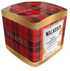 Walker's Shortbread Mini Fingers Tartan Tin, Scottish Butter Biscuits 100g | Traditional All-Butter Scottish Recipe, Mini Shortbread Fingers Shape, Tartan Reusable Tin, Perfect for Gifting & More