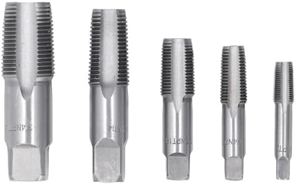 Aramox Set di Rubinetti per Tubi NPT da 5 Pezzi Set di Rubinetti NPT in Acciaio Al Carbonio in 3 4 1 2 3 8 1 4 8 Pollici, Fessure Diritte Taglio a Destra per Filettatura di Tubi, Impianti Idraulici