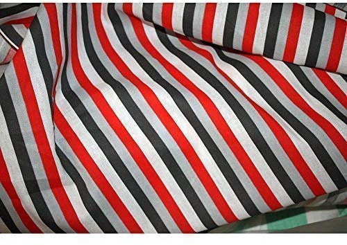 Stoff Meterware Dekostoff weiß-grau-rot-schwarz gestreift ca. 140cm