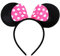ZADAWERK® Haarreif - Mini Mouse - Rosa - Maus-Kostüm - Karneval - schwarze Ohren, pinke Schleife, weiße Punkte - Polka dots - Kinder Haarschmuck - JGA