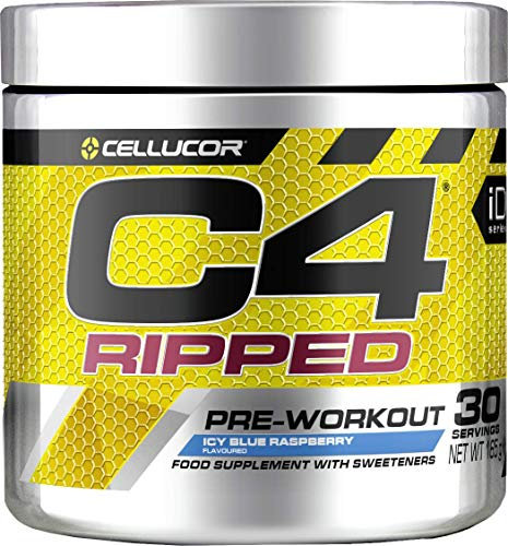 C4 Ripped Pre Workout Powder ICY Blue Raspberry 30 Servings | Zero Sugar Pre Workout with 150mg Caffeine, 500mg L Carnitine, 1600mg Beta Alanine, 200mg Green Coffee Bean Extract