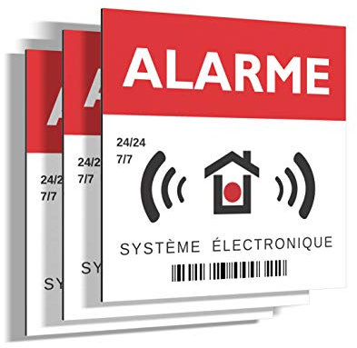 3x Panneaux rigides ALARME - Carré 15 cm - Ultra résistant - Aluminium (Pas PVC) - Signaler un système de surveillance/caméra - Pour mur, poteau, barrière,...