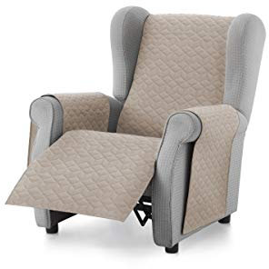 Textilhome – Sofaberzug Circus, Sofaschoner 1-Sitzer 55 cm, Relaxsessel Bezug – Reversibler, gepolsterter Sofaschutz, Sofaüberwurf Universell, Farbe Beige