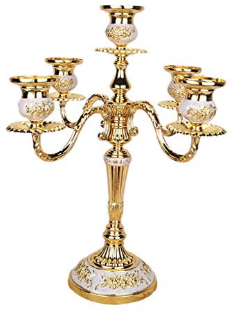 joyMerit Kerzenständer 5-armig Kerzenleuchter Metall Kandelaber - Gold