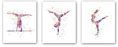 KARTME 3er Set Wandposter ohne Rahmen mit sportlicher Silhouette Mädchen Deko Kinderzimmer 20x25cm